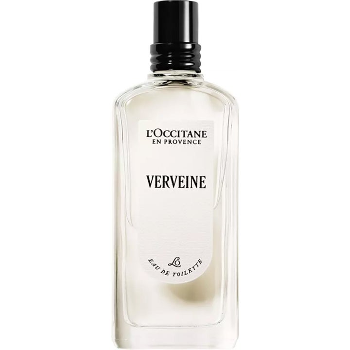 L'Occitane Verveine Eau de Toilette 75 ml uppfriskande parfym i en rektangulär glasflaska med vit etikett och svart lock
