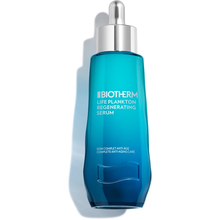 Biotherm Life Plankton Regenerating Serum 50 ml antiaging serum för komplett hudvård i en blå glasflaska med silverpipett