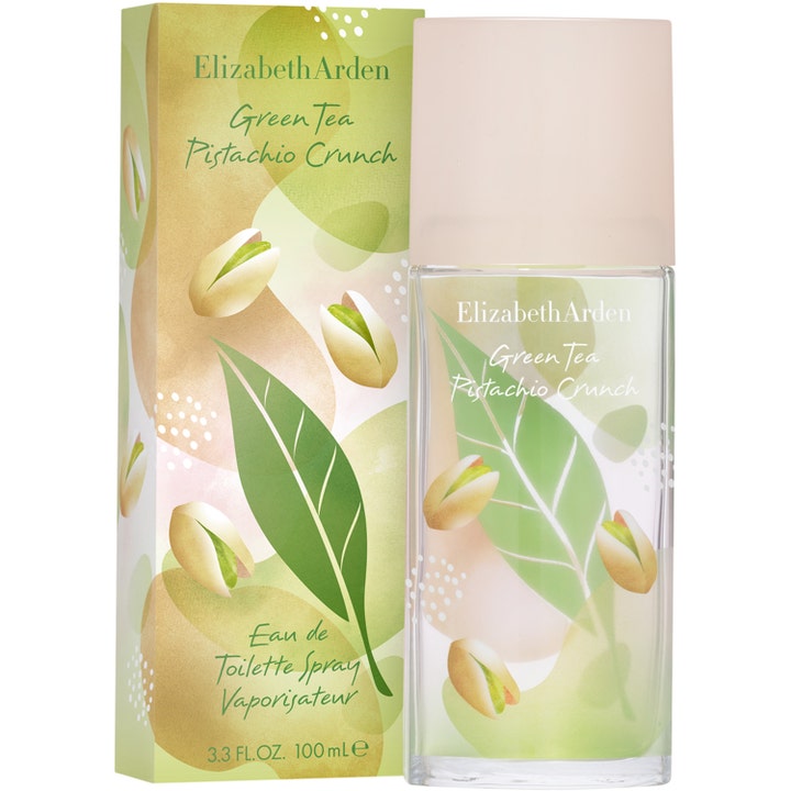 Elizabeth Arden Green Tea Pistachio Eau de Toilette 100 ml parfym i glasflaska och ask dekorerad med pistagenötter