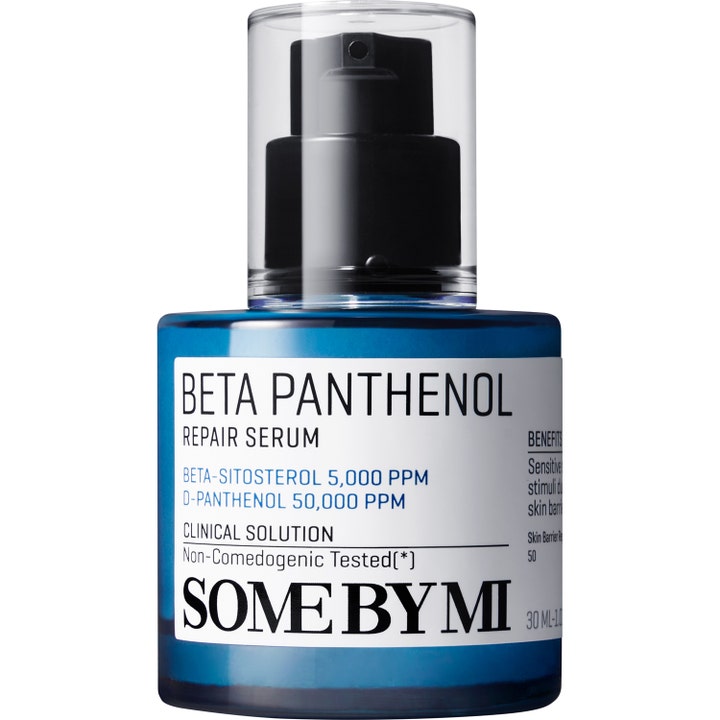 Some By Mi Beta Panthenol Repair Serum 30 ml reparerande serum i blå glasflaska med svart pump och genomskinligt lock