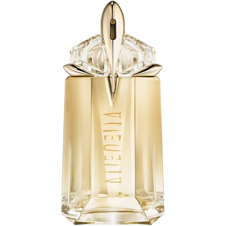 Mugler Alien Goddess 60 ml glamorös eau de parfum dam i en skulptural guldfärgad glasflaska med gulddetaljer