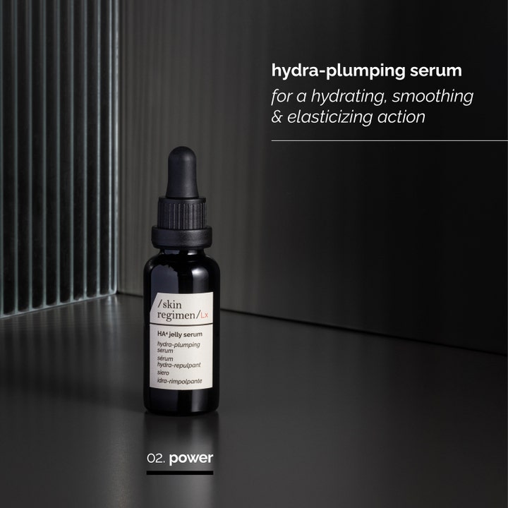 Skin Regimen Ha4 Jelly Serum 30 ml fuktgivande jelly serum i mörk glasflaska med pipett för ansiktsplumpning