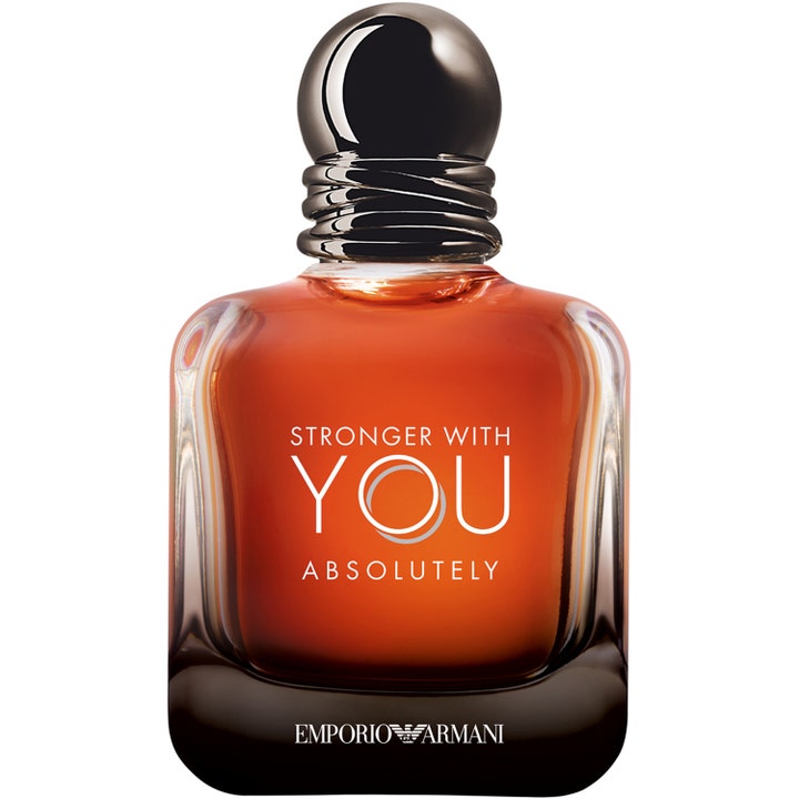 Armani Stronger With You Absolutely 50 ml exklusiv herrparfym med bärnstensfärgad vätska i glasflaska med svart kork