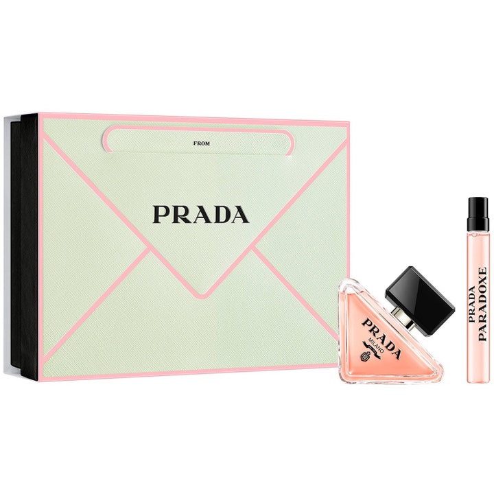 Prada Paradoxe Gift Set 60 ml prada paradoxe eau de parfum presentförpackning i grön kuvertask med trekantig glasflaska