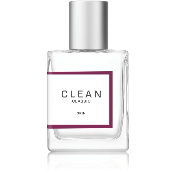 Clean Skin Eau de Parfum 30 ml parfym som luktar nytvättat i rektangulär glasflaska med silverkork och lila detaljer