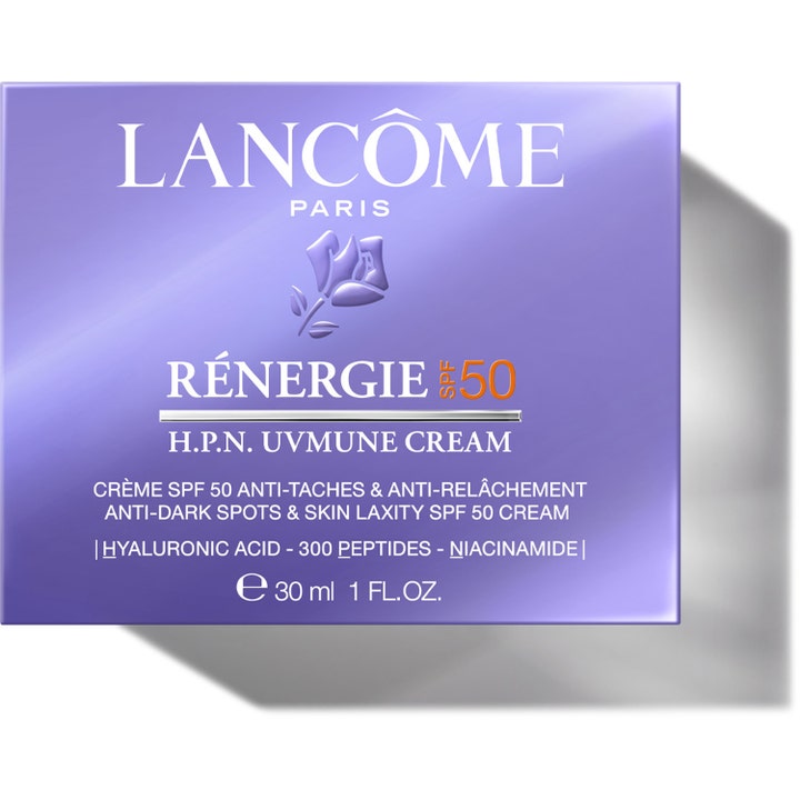 Lancôme Rénergie H.P.N. UVMUNE Cream 30 ml anti-aging kräm med UVA skydd i lila ytterförpackning som ger fastare hy