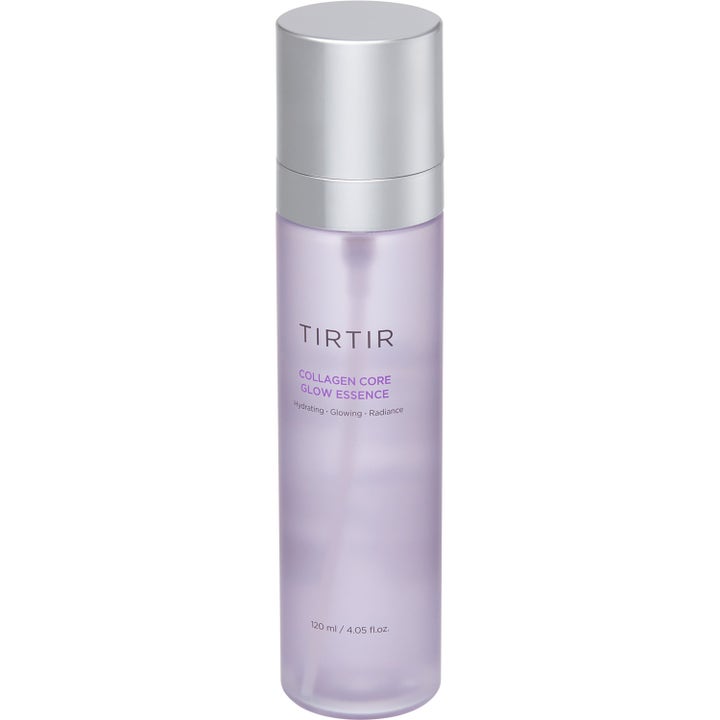 TIRTIR Collagen Core Glow Essence 120 ml för ökad hudglöd i en ljuslila frostad flaska med stilrent silverlock