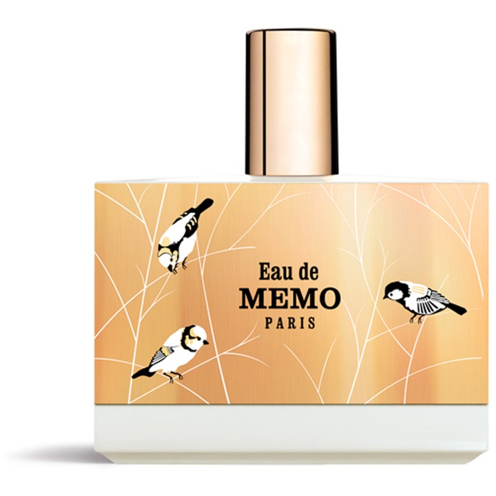 Memo Paris Eau De Memo 100 ml högkvalitativ nischparfym i vit flaska med guldplatta prydd med fåglar och guldlock