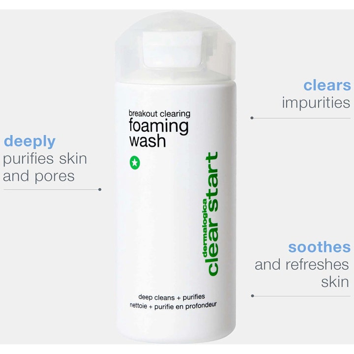 Dermalogica Breakout Clearing Foaming Wash 295 ml djuprengörande ansiktsrengöring för akne i vit flaska som renar porer