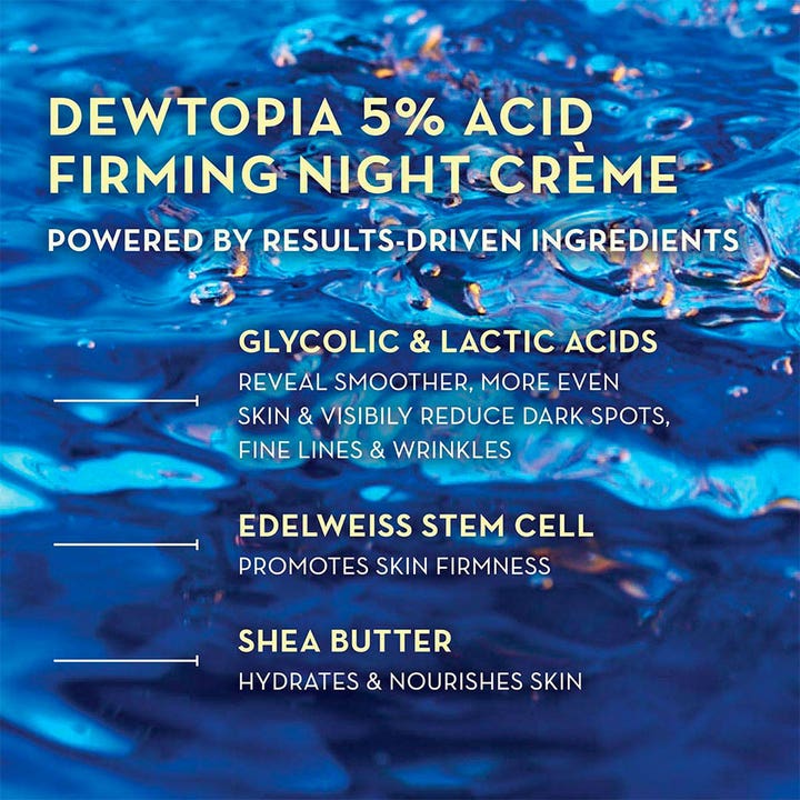 Ole Henriksen Dewtopia 5% Acid Firming Night Crème 50 ml återfuktande nattkräm för fast hud med glykolsyra och mjölksyra.