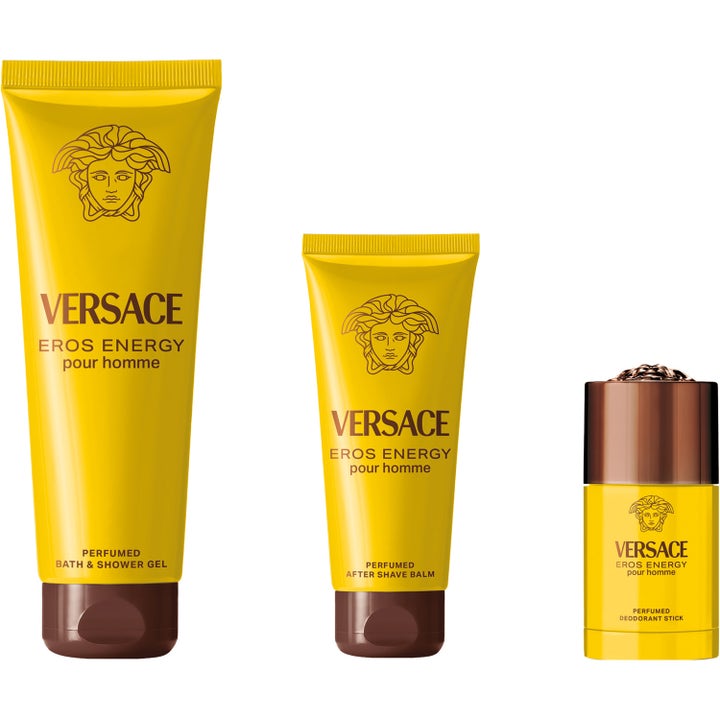 Versace Eros Energy After Shave Balm 100 ml aftershave rakbalsam i gula tuber tillsammans med matchande deodorantstick.
