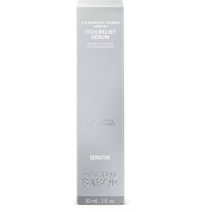 Babor DOC Itch Relief Serum 30 ml mot klåda i en silvergrå ytterförpackning med vit text.
