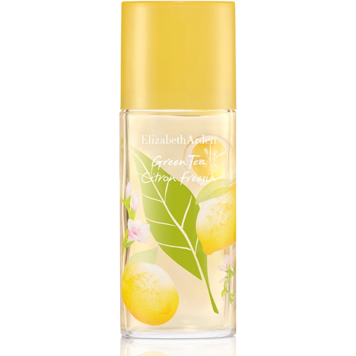 Elizabeth Arden Green Tea Citron Freesia 50 ml citrus parfym i glasflaska med gult lock och motiv av citroner