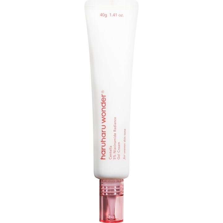 Haruharu Wonder Centella 5% Niacinamide Radiance Gel Cream 40g ger lyster i vit tub med rosa transparent kork
