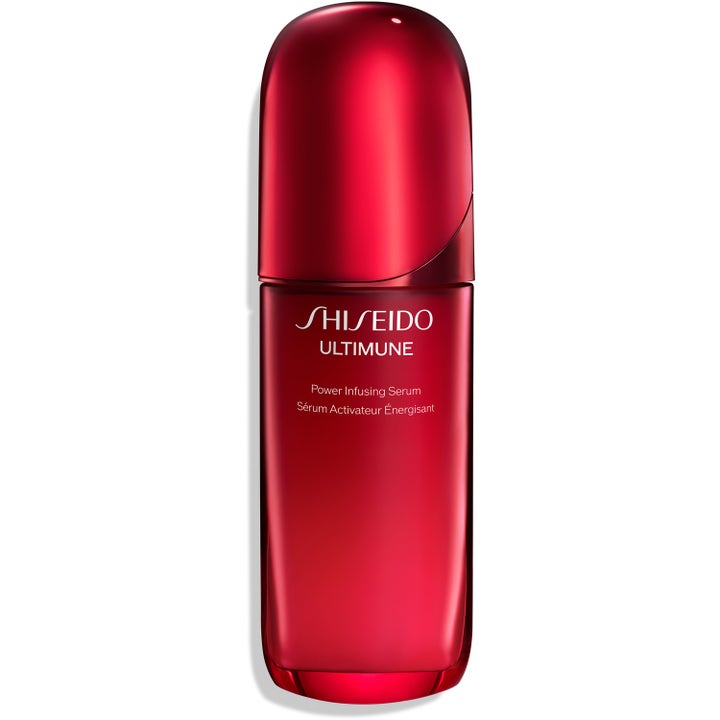 Shiseido Ultimune Power Infusing Concentrate 75 ml stärkande ansiktsserum i en röd tonad glasflaska