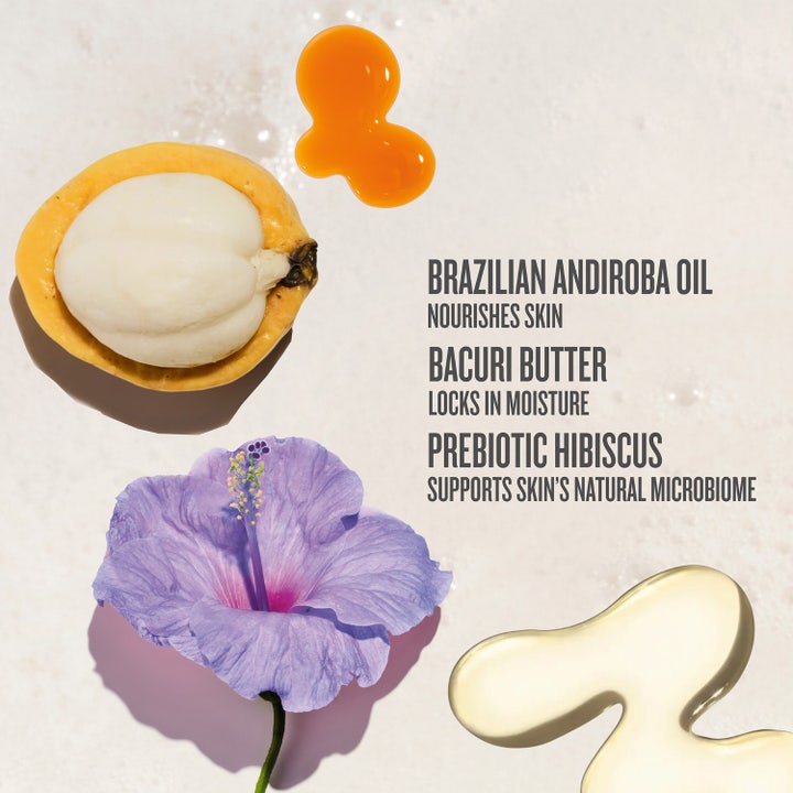 Sol de Janeiro Delicia Drench Shower Oil 385 ml återfuktande duscholja med gyllene textur och lila blommor