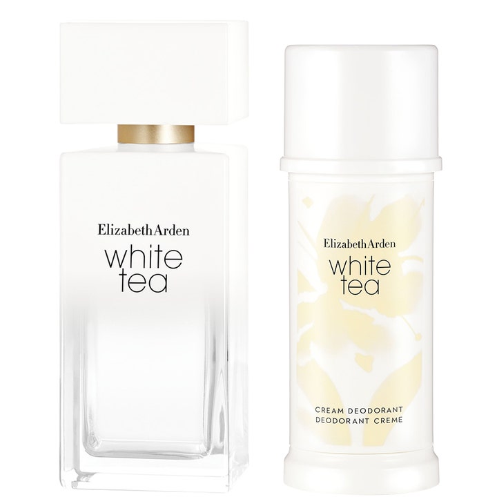 Elizabeth Arden White Tea set 90 ml med EdT i vit och klar glasflaska samt matchande deodorant med blommönster