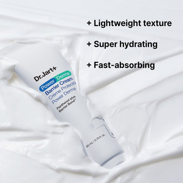 Dr.Jart+ Power Derma Barrier Cream 80 ml återfuktande ansiktskräm i vit tub med lätt och snabbabsorberande textur