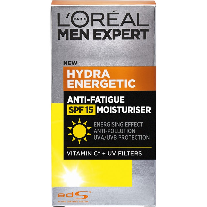 L'Oréal Paris Men Expert Hydra Energetic 50 ml anti-trötthet dagkräm med spf 15 i silverfärgad ytterförpackning.