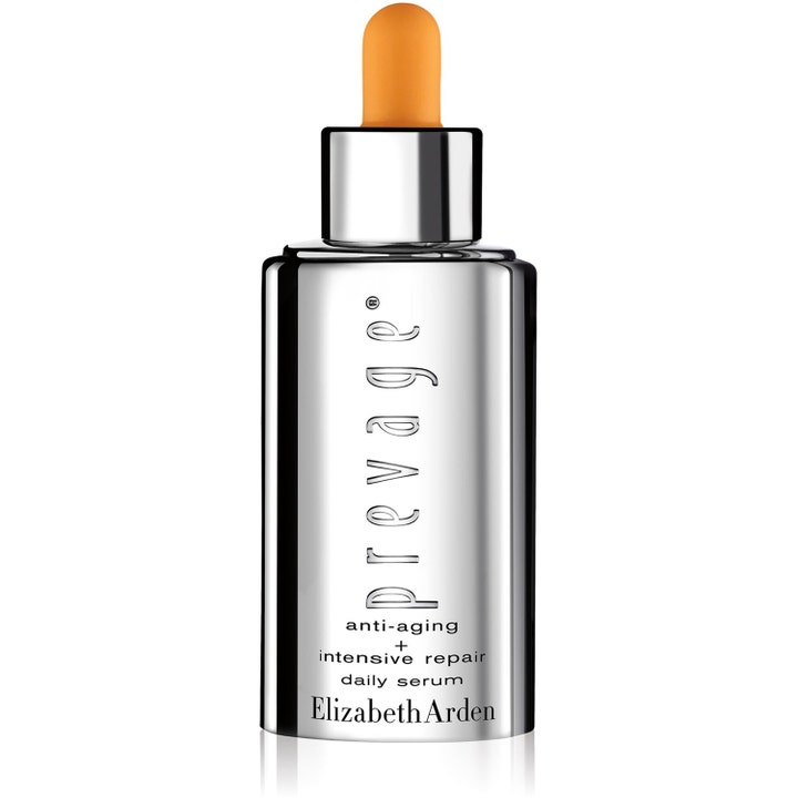 Elizabeth Arden Prevage Anti-aging Intensive Repair Daily Serum för intensiv reparation i silvrig flaska med orange pipett