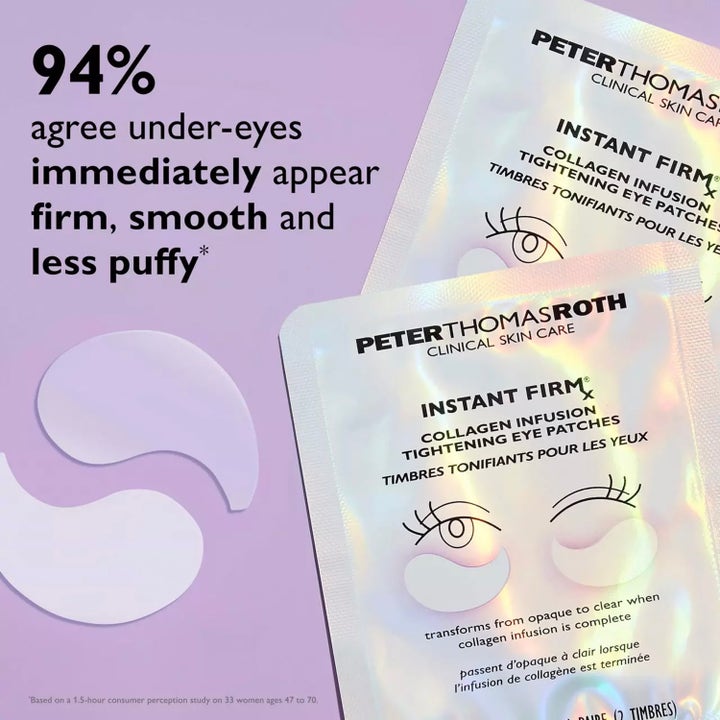 Peter Thomas Roth Instant FIRMx Collagen Infusion 8 st uppstramande ögonmasker i iriserande påsar för slätare hy