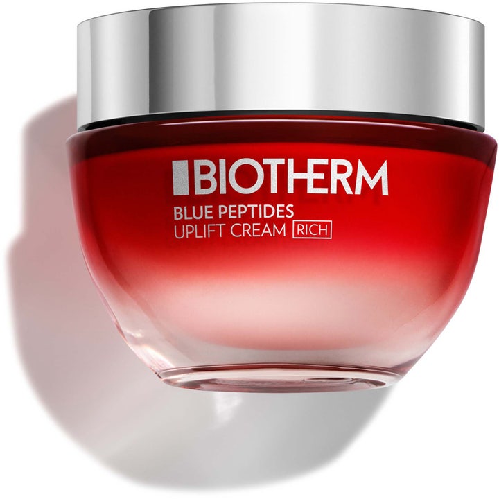 Biotherm Blue Peptides Uplift Cream Rich upplyftande antiaging kräm i röd tonad glasburk med silverlock