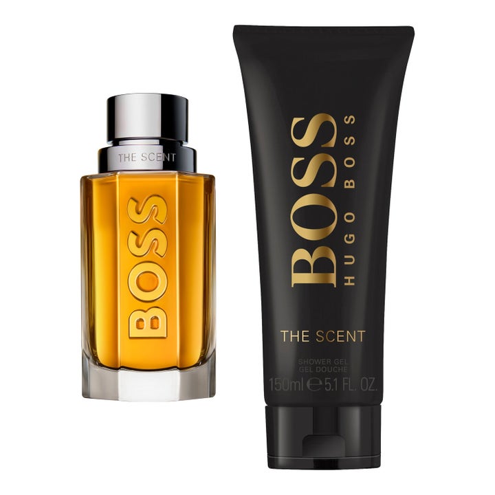 Hugo Boss Boss The Scent Set 50ml och 150ml boss the scent parfym set herr med bärnstensfärgad vätska och svart tub