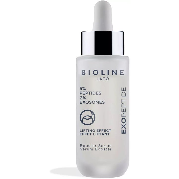 Bioline Jatò Exopeptide Booster Serum lyftande ansiktsserum med peptider i frostad glasflaska med silverdetaljer
