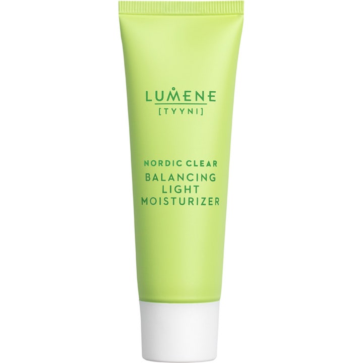 Lumene Nordic Clear Balancing Light Moisturizer 50ml balanserande ansiktskräm i en ljusgrön tub med vitt lock