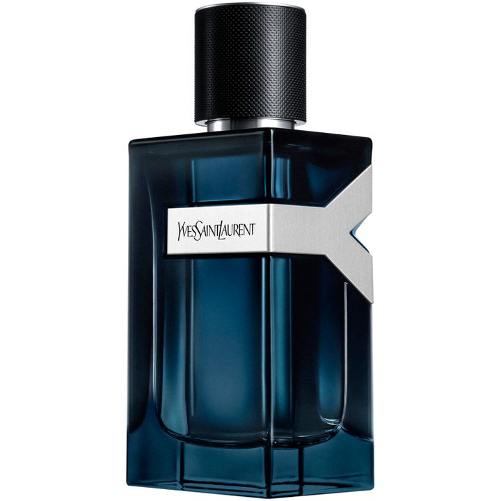 Yves Saint Laurent Y Intense Eau de Parfum 100 ml herrparfym i mörkblå glasflaska med silverdetalj och svart kork