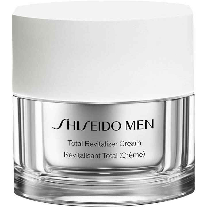 Shiseido Men Total Revitalizer Cream 50 ml revitaliserande ansiktskräm i lyxig silverfärgad glasburk med vitt lock