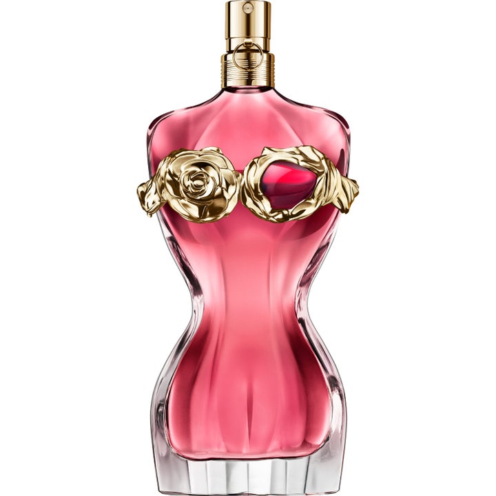 Jean Paul Gaultier La Belle Rosea 50 ml Eau de Parfum i rosa glasflaska formad som en torso med guldiga blomdetaljer