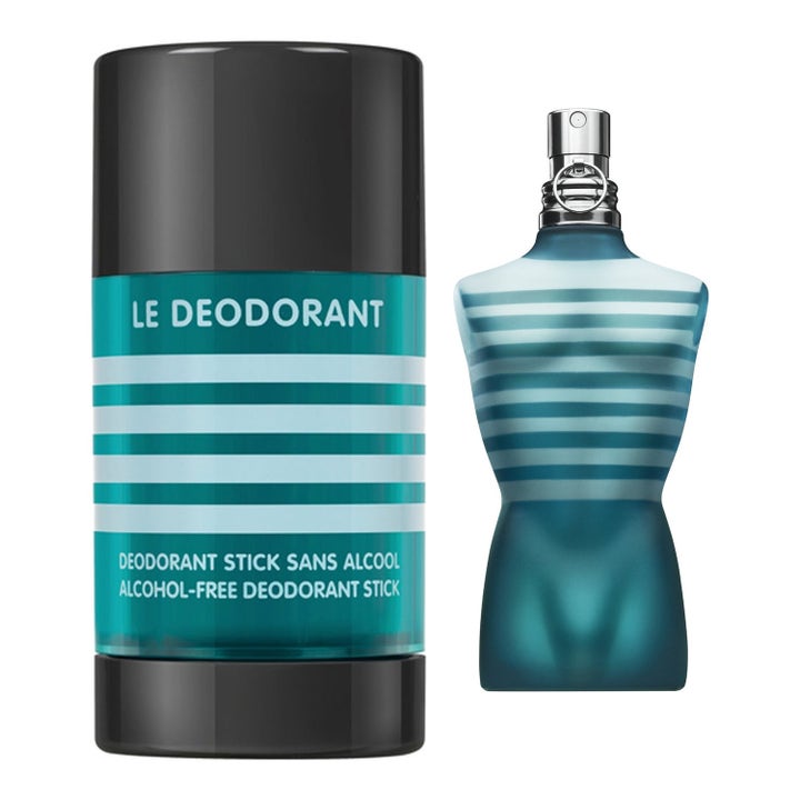 Jean Paul Gaultier Le Male Set 40 ml & Deostick parfymset som ger en fräsch parfym med blårandig torso och deostick