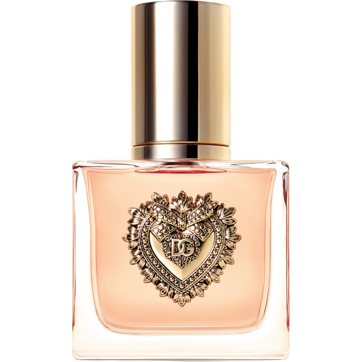 Dolce & Gabbana Devotion Eau de Parfum 30 ml söt designerparfym i fyrkantig glasflaska med gyllene hjärta och guldlock