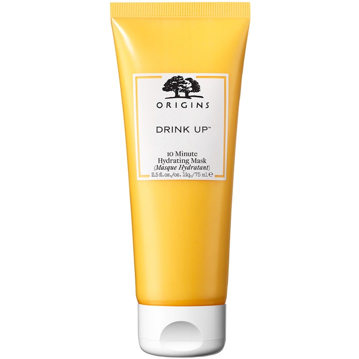 Origins Drink Up 75 ml fuktgivande ansiktsmask i gul tub skapar lyster som en 10-minut ansiktsmask