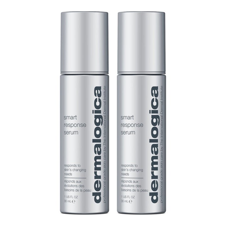 Dermalogica Smart Response Serum 30 ml lystergivande ansiktsserum i två stilrena silverfärgade flaskor med silverlock