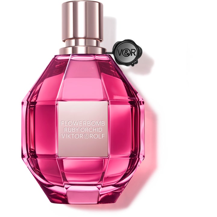 Viktor & Rolf Flowerbomb Ruby Orchid 100ml parfym dam i fasettslipad rubinrosa glasflaska med svart sigill