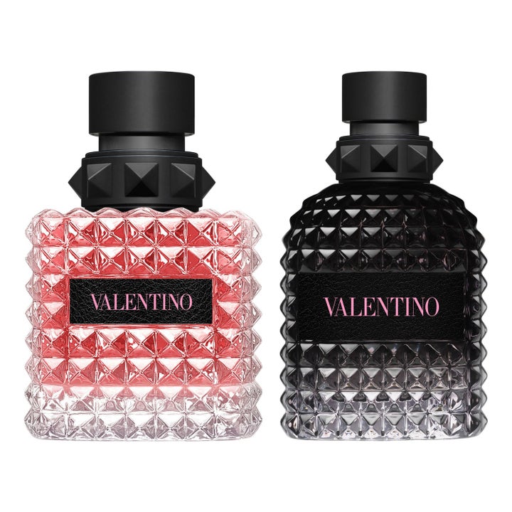 Valentino Same Minds Smell Alike 100 ml designerparfymset som ger lyxig parfym i glasflaskor med nitar i rosa och svart
