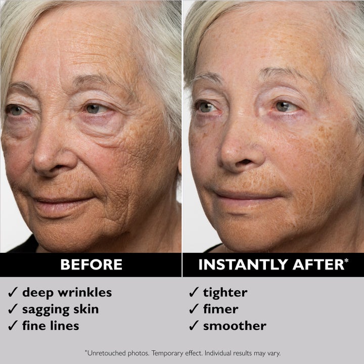 Peter Thomas Roth Instant FIRMx Temporary Face Tightener 100 ml ansiktsserum före och efter för slätare fastare hud
