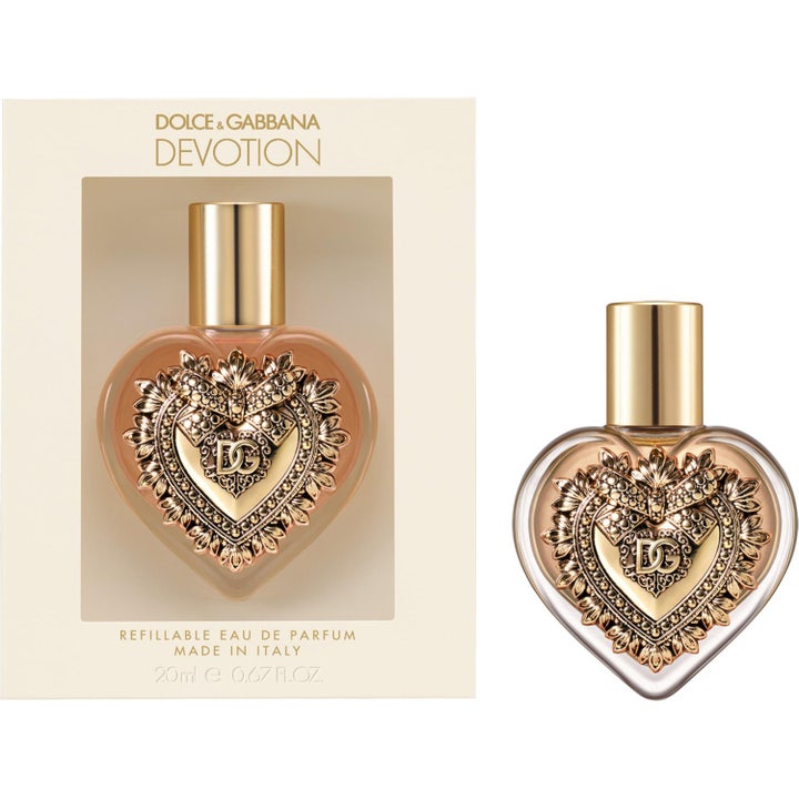 Dolce & Gabbana Devotion Eau de Parfum 20 ml parfym i hjärtformad flaska med guldigt emblem och ask