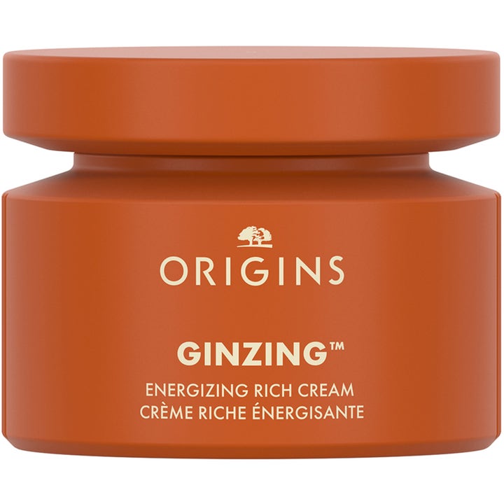 Origins GinZing Energizing Rich Cream 50ml energigivande ansiktskräm för morgontrött hud i en matt orange burk.