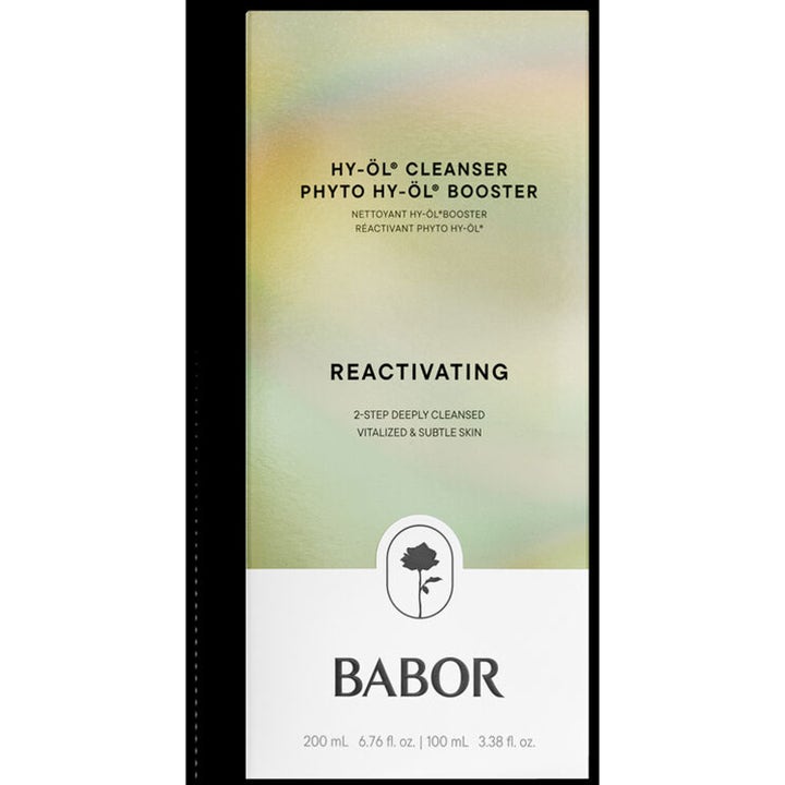Babor Hy-Öl Cleanser Phyto Booster Reactivating 200+100 ml djuprengörande set i vit och skimrande grön box