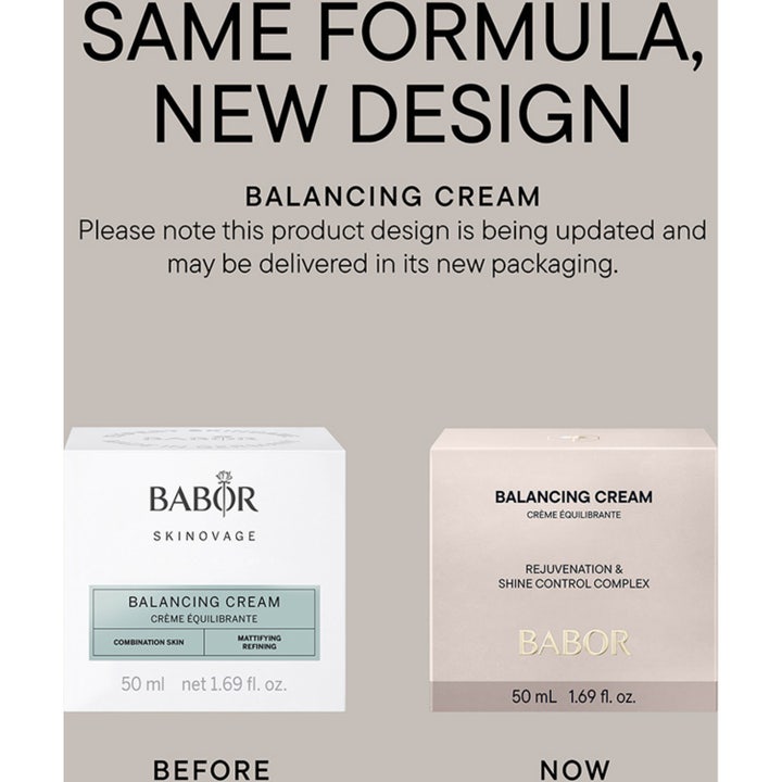 Babor Skinovage Balancing Cream 50 ml är en babor balanskräm i frostad burk på runda gröna och vita podier.