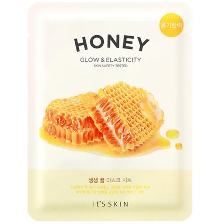 It's Skin Honey Glow & Elasticity 1 st elasticitetsgivande ansiktsmask sheet för lyster i vit pouch med honungskakor