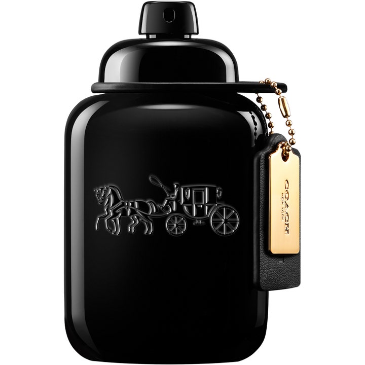 COACH Man Eau de Parfum 60 ml elegant herrparfym i en svart glansig flaska med logotyp och guldfärgad bricka