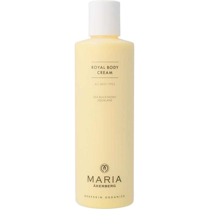 Maria Åkerberg Royal Body Cream närande all skin types parfymerad lyxkräm för kroppen i hög ljusgul plastflaska