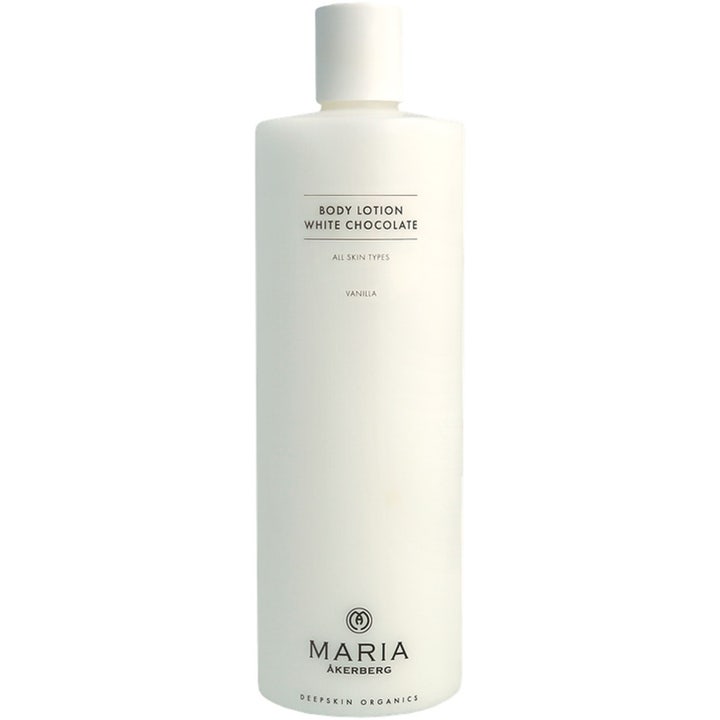 Maria Åkerberg Body Lotion White Chocolate 500 ml djupåterfuktande lotion kropp i vit plastflaska med vit choklad