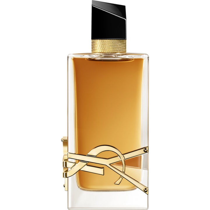 Yves Saint Laurent Libre Intense 90 ml parfym i glasflaska med bärnstensfärgad vätska och stor guldfärgad logotyp