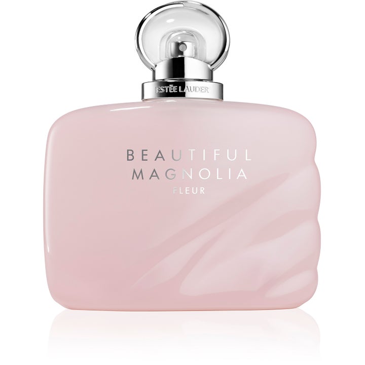 Estée Lauder Beautiful Magnolia Fleur 100 ml parfym dam i ljusrosa frostad glasflaska med vågig yta och runt lock