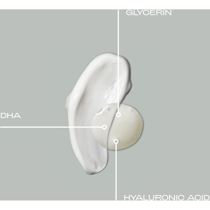 Bodyologist Summer Dew Customizable Self-tanning Drops 50 ml visar vit krämig textur med glycerin och hyaluronsyra.